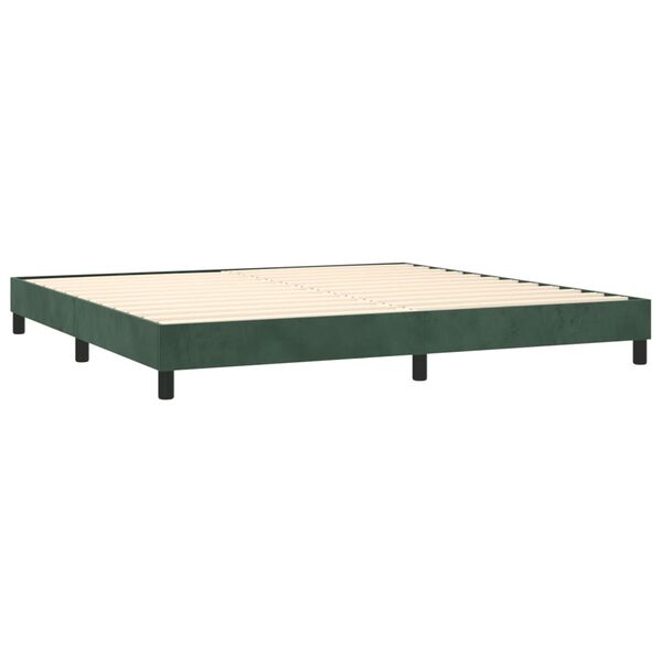 vidaXL Pat box spring cu saltea, verde &icirc;nchis, 200x200 cm, catifea