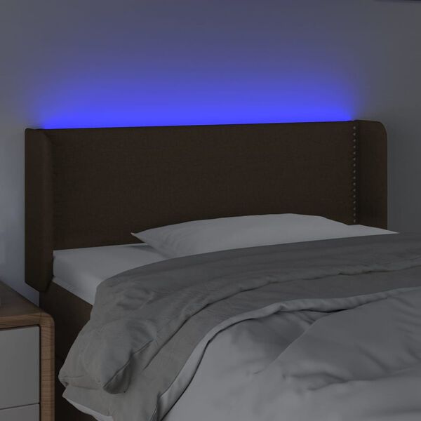 vidaXL Tăblie de pat cu LED, maro &icirc;nchis, 83x16x78/88 cm, textil