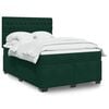 vidaXL Pat box spring cu saltea, verde &icirc;nchis, 160x200 cm, catifea