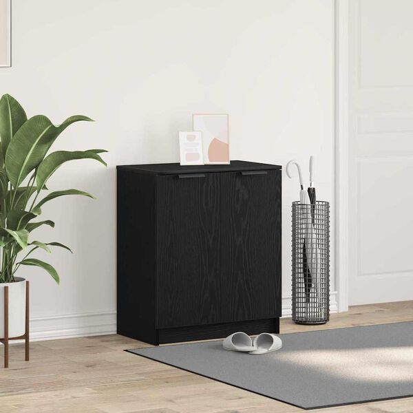 vidaXL Dulap pentru pantofi Stejar Negru 59 x 35 x 70 cm Lemn compozit
