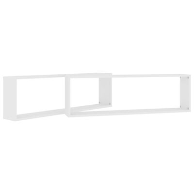 vidaXL Rafturi de perete cub, 2 buc., alb, 100x15x30 cm, PAL
