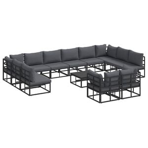 vidaXL Set de canapele pentru grădină 13 buc. Negru Aluminiu