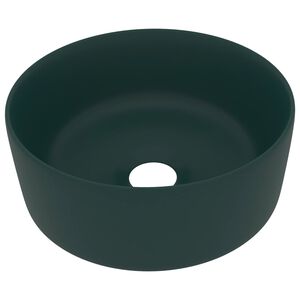 vidaXL Chiuvetă baie lux verde &icirc;nchis mat 40x15 cm ceramică rotund
