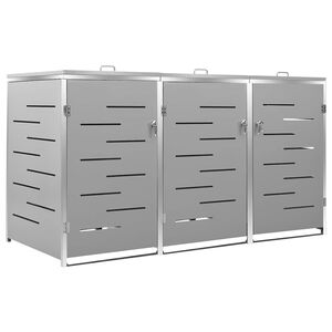 vidaXL Magazie pentru trei pubele, 207x77,5x115 cm, oțel inoxidabil