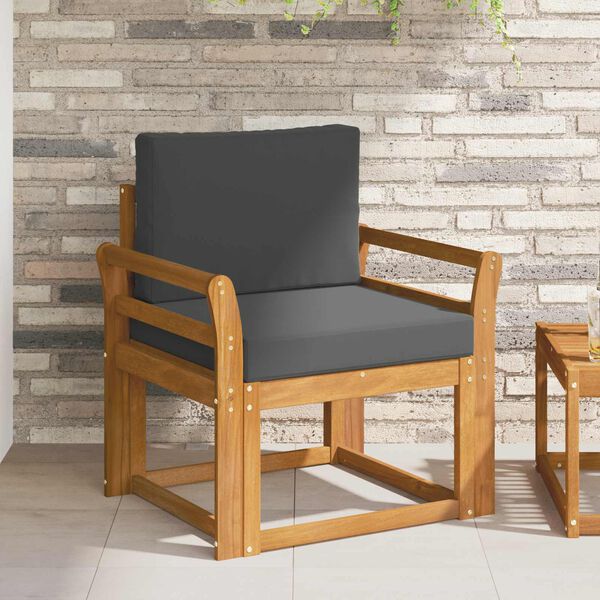 vidaXL Canapea de exterior Lemn de acacia solid și poliester natural