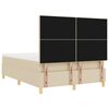 vidaXL Pat cu arcuri cu saltea cu headboard Crem 140 x 200 cm țesătură