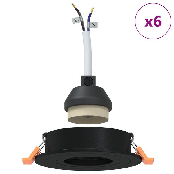 vidaXL Spotlights 6 pcs Negru 9 x 9 x cm Aluminiu