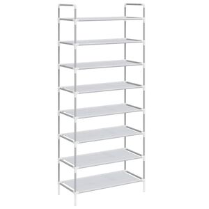 vidaXL Raft &icirc;ncălțăminte 8 etajere, argintiu, metal și textil nețesut