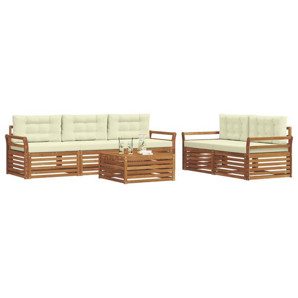 vidaXL Set de canapele de exterior cu pernă 6 pcs Natural și Crem