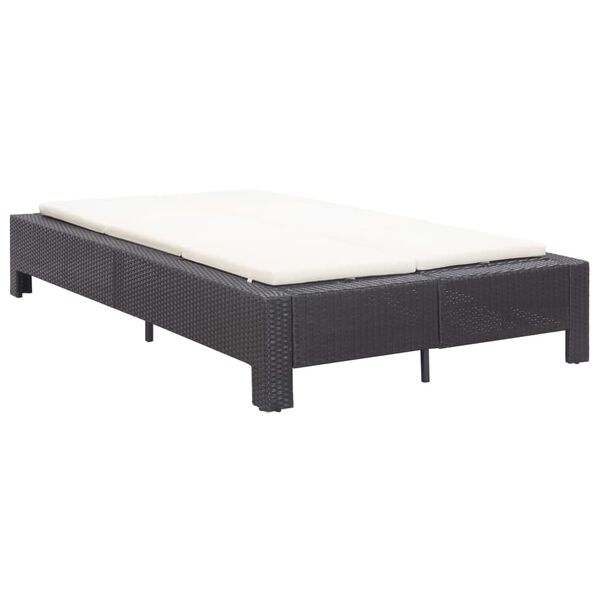 vidaXL Șezlong de 2 persoane cu pernă, negru, poliratan