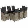 vidaXL Set bistro de grădină cu perne, 9 piese, gri, poliratan
