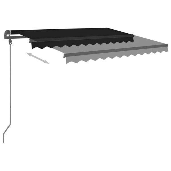 vidaXL Copertină retractabilă manual cu st&acirc;lpi, antracit, 3,5x2,5 m