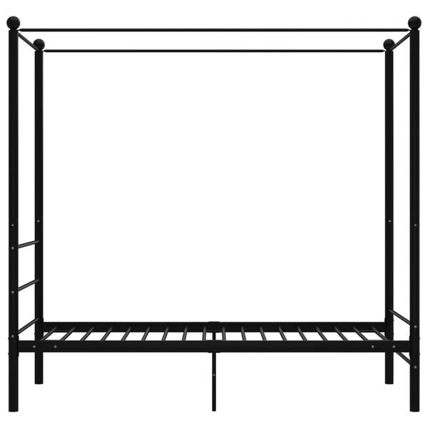 vidaXL Cadru de pat cu baldachin, negru, 100x200 cm, metal