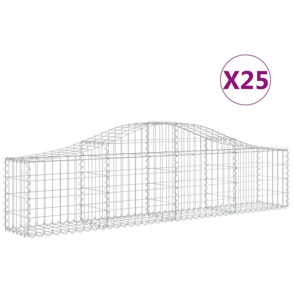 vidaXL Coșuri gabion arcuite 25 buc, 200x30x40/60 cm, fier galvanizat