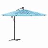 vidaXL Umbrelă soare de grădină st&acirc;lp din oțel, albastru 269x269x235cm