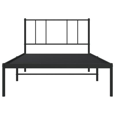 vidaXL Cadru de pat metalic cu tăblie, negru, 100x190 cm