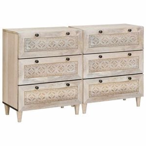 vidaXL Bufet 2 buc. 120 x 33,5 x 75 cm Lemn masiv de mango Alb