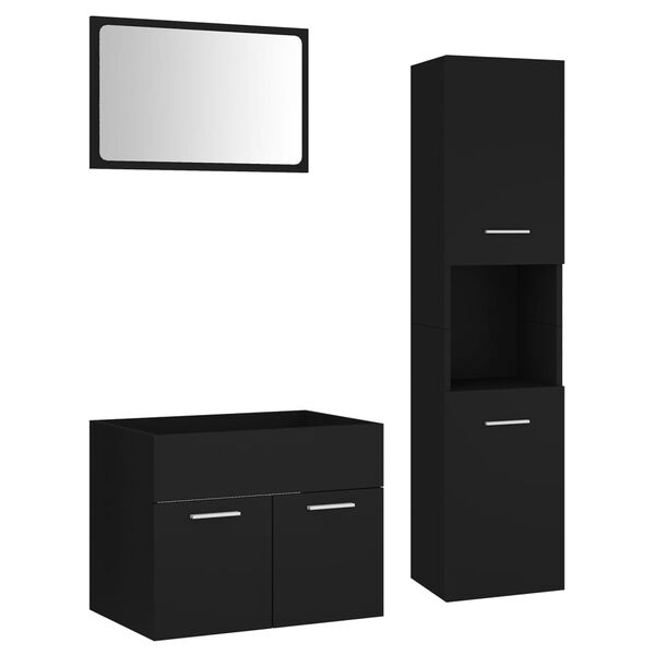 vidaXL Set mobilier de baie, negru, lemn prelucrat