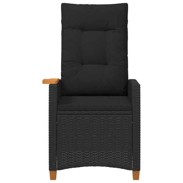 vidaXL Scaun reclinabil cu placă pentru ceai Negru 62 x 64 x 112 cm