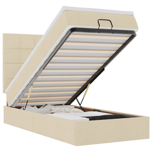 vidaXL Cadru de pat otoman cu saltea crem 80x200cm stofa