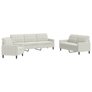 vidaXL Set de canapele cu perne, 3 piese, crem, catifea