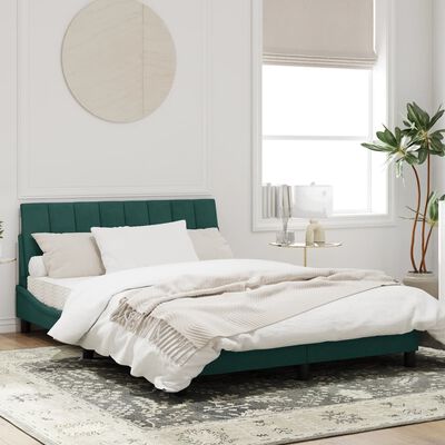 vidaXL Cadru de pat cu tăblie, verde închis, 120x200 cm, catifea