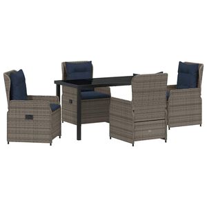 vidaXL Set de masă pentru grădină 5 pcs Gri Rattan poli