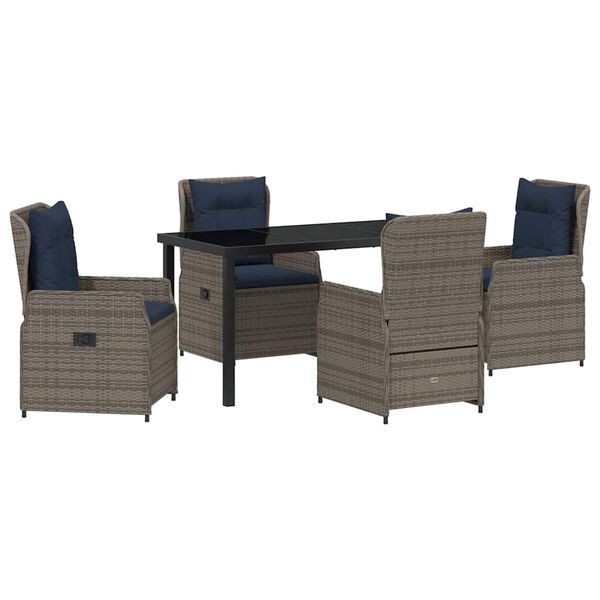 vidaXL Set de masă pentru grădină 5 pcs Gri Rattan poli