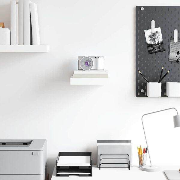 vidaXL Raft de perete suspendat, alb extralucios, 23x23,5x3,8 cm, MDF