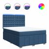 vidaXL Pat box spring cu saltea, albastru, 140x200 cm, textil