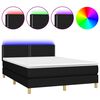 vidaXL Pat cu arcuri, saltea și LED, negru, 140x190 cm, textil