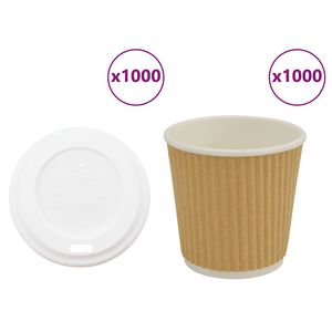vidaXL Cești de cafea din h&acirc;rtie cu capace 1000 buc 4oz 100ml