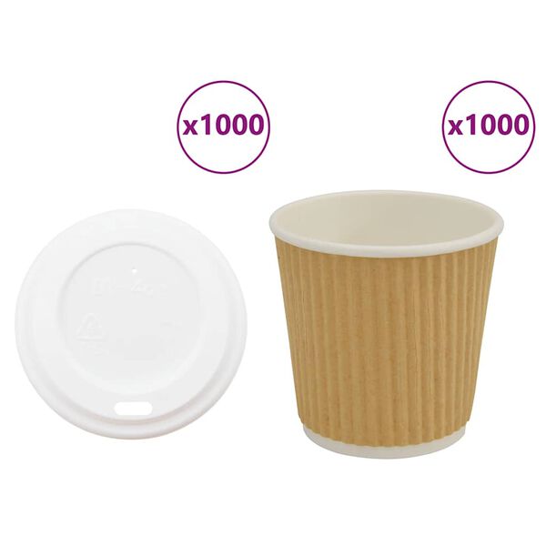 vidaXL Cești de cafea din h&acirc;rtie cu capace 1000 buc 4oz 100ml
