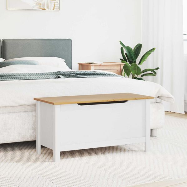 vidaXL Cutie de depozitare Alb și maro cu miere 90 x 40 x 45 cm