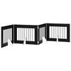 vidaXL Poartă pentru c&acirc;ini pliabilă cu suporturi 4 pcs Stejar Negru