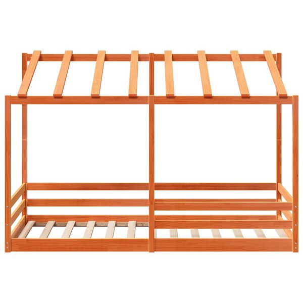 vidaXL Acoperiș pat de copii, maro ceruit, 80x200 cm, lemn masiv pin