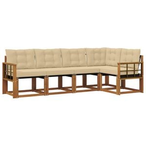 vidaXL Set de canapele de exterior 5 buc. Natural și Bej