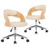 vidaXL Scaune pivotante, 2 buc. crem, lemn curbat & piele ecologică