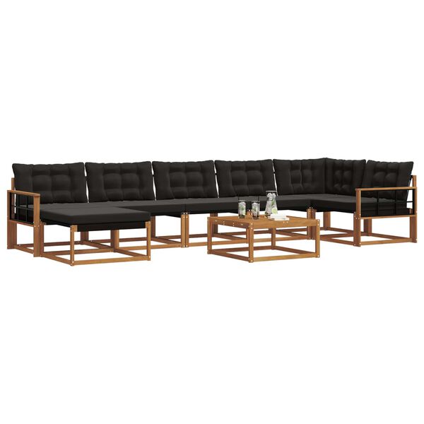 vidaXL Set de canapele de exterior cu pernă 22 pcs Natural și Negru