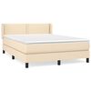 vidaXL Pat box spring cu saltea, crem, 140x200 cm, textil