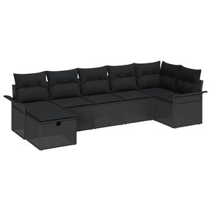 vidaXL Set de canapele pentru grădină 7 buc. Negru poliratan