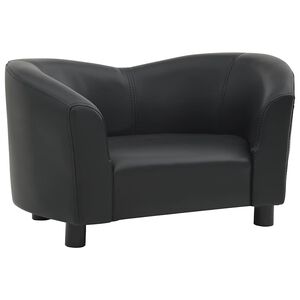 vidaXL Canapea pentru c&acirc;ini, negru, 67x41x39 cm, piele ecologică