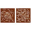 vidaXL Decor de perete 2 buc. 55x55 cm model trandafiri oțel Corten