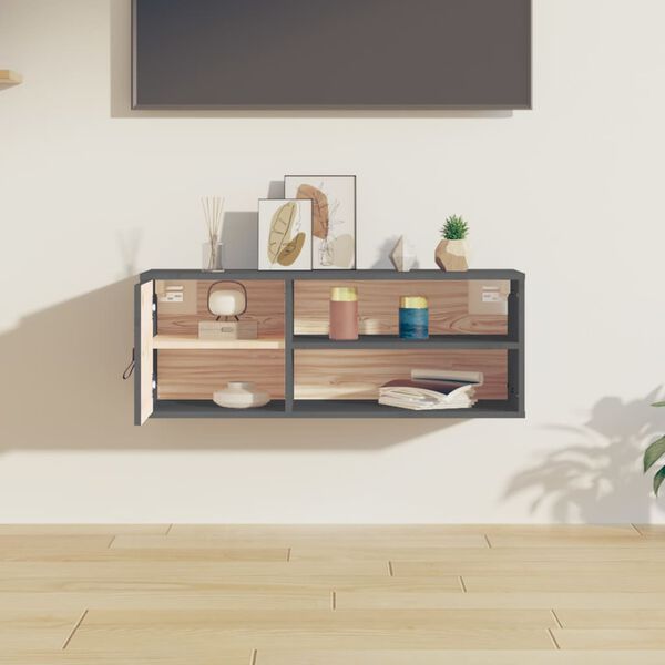vidaXL Dulap de perete, gri, 80x30x30 cm, lemn masiv de pin