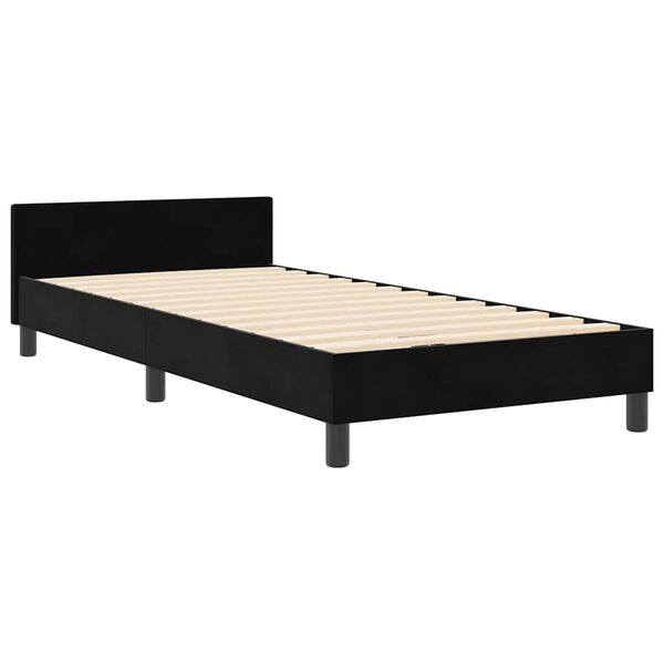 vidaXL Pat cu arcuri cu headboard Negru 100 x 200 cm Catifea
