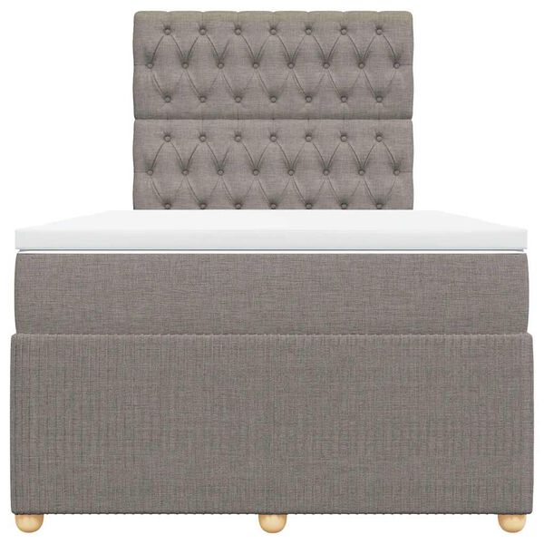 vidaXL Pat box spring cu saltea, gri taupe, 120x200 cm, textil