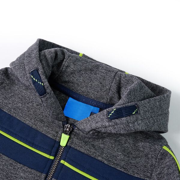 Hanorac pentru copii cu glugă și fermoar, gri melanj, 92