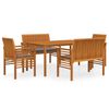 vidaXL Set mobilier de exterior cu perne, 5 piese, lemn masiv acacia