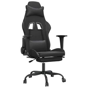 vidaXL Scaun de gaming cu masaj/suport picioare, negru, piele eco