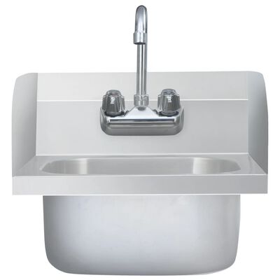 vidaXL Chiuvetă spălat mâini comercială cu robinet, oțel inoxidabil